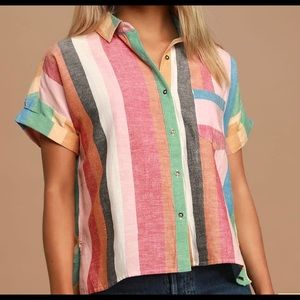 Lulus X Billabong Striped Button Up Shirt